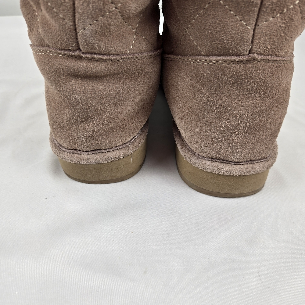 Michael Kors Quilted Suede Shearling-Trim Tall Boot - Taupe 6M - Picture 7 of 12